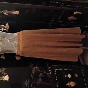 Vintage VAKKO Camel Tan Suede Leather Full A Line Midi Skirt Size Medium